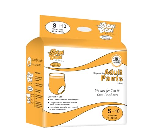 Image of Bonbon Premium Adult Diaper Pant Style Small (PACK OF 1) - 10 Count - S - Ultra Leak-Guard with Absorption and Distribution Layer (ADL) small adult diaper for men and women - Waist Size 19-42 Inch, 48-106 cm