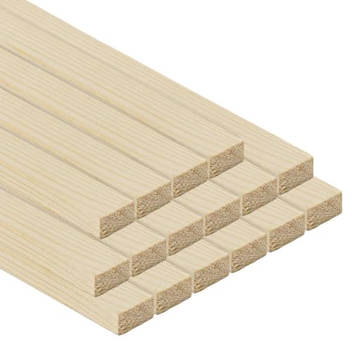 TWE Listelli Legno Massello Abete x 1 Metro Piallati su Quattro Lati con Smusso su Spigoli Made in Italy Confezione da 16 pz (10x20x1000) mm