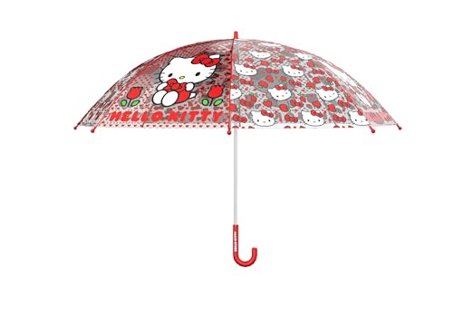 CyP Brands - Hello Kitty- Guarda-chuva infantil, guarda-chuva manual para crianças, transparente, 8 hastes e tubo metálico de grande resistência, produto oficial, Transparente
