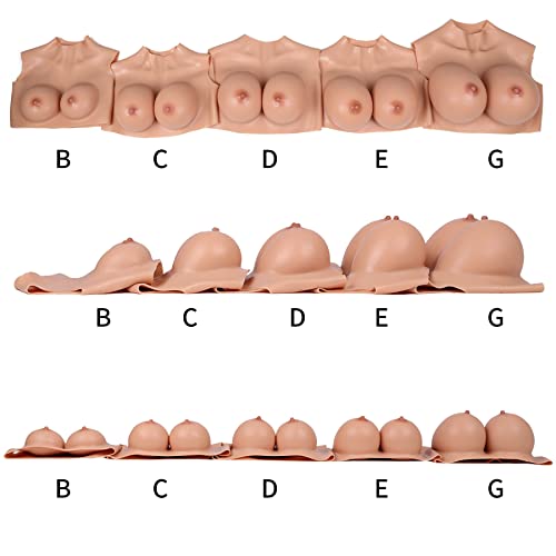 YIQI Silicone Breast Form Round Collar for Crossdressers Transgender with Touch Soft Bra Pad B CUP3