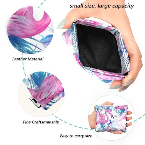 Watercolor Flamingos Coin Purse Leather Pouch Change Purse, Squeeze Coin Pouch for Cards, Keys & Lipsticks, Unisex2