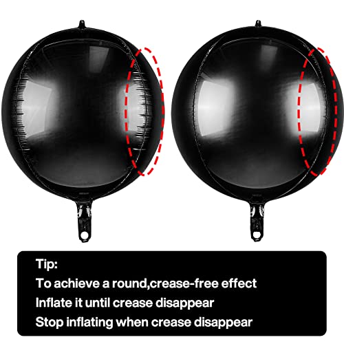 Image of PartyWoo Black Large Round Giant 4D Jumbo Foil Balloons 6pcs 22 Inch