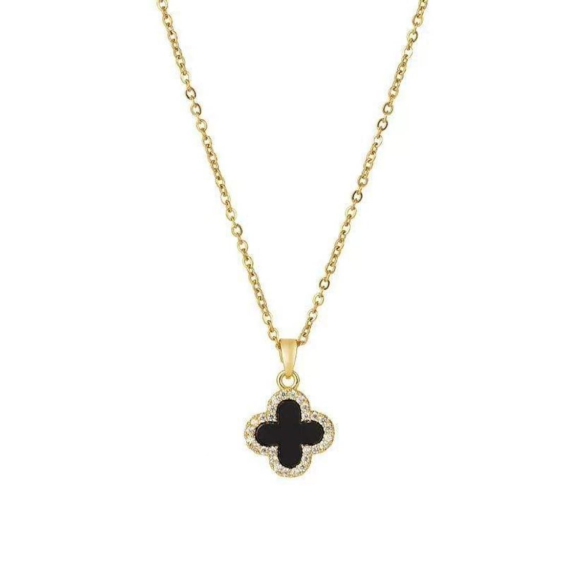 Sponsored Ad - Caria Elegant Reversible Clover Necklace for Women – Black & White Design