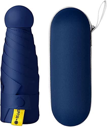 Lista de Sombrillas más recomendados. 49 Mini Sombrilla UV,Paraguas de Bolsillo,Sombrilla para protección UV, Paraguas plegable portátil con caja de almacenamiento (Azul oscuro)