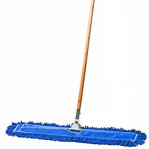 Tidy Tools Dust Mop for Floor Cleaning - Floor Mop for Dry and Wet Cleaning- Industrial Strength Floor Cleaner Mops for Laminate, Hardwood, Tile, Wood Floors - Broom with Wood Handle (30 X 5 Inch)