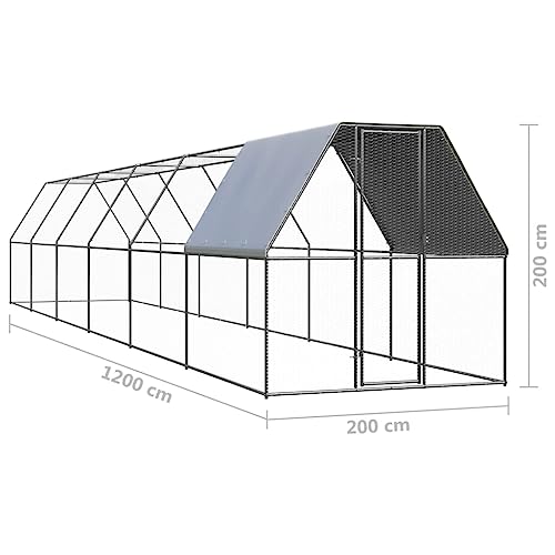 Animals & Pet Supplies Outdoor Chicken Cage 2x12x2 m Galvanised Steel - Image 5