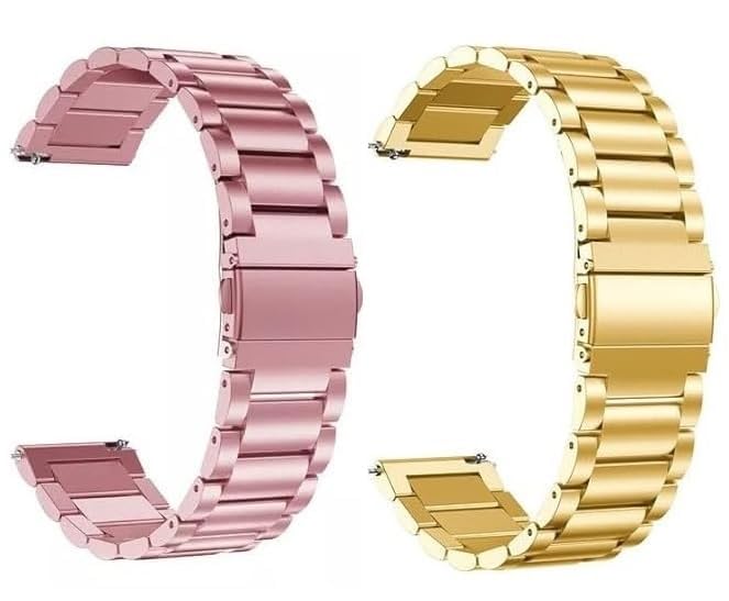 KHR 20MM Heavy Metal Chain Strap with Secure Lock Compatible with Noise Colorfit Brio | Colorfit Qube/Qube 02 | Colorfit Qube Oxy Smart Watch Strap With 20mm Lugs (Pack of 2 (Rose Gold/Gold)) (B0D96G6F81) Amazon Price History, Amazon Price Tracker