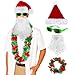 Bonuci 4 Pcs Christmas in July Santa Costume Accessories for Adults, Christmas Hat Beard Hawaiian Leis Necklace Sunglasses(Red,Classic Hat)