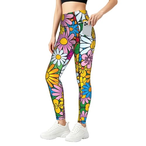 Mallas de compresión para mujer con estampado floral de alta resistencia 1