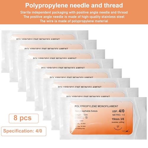 24 Stück Nahtmaterial mit Übungsnadeln, Nachfüllpackung für Chirurgisches Nahtset,idealer Naht-Übungsfaden für Studenten,Nadel und faden set,Wundnaht-Kit Zusatz,idealer Naht-Übungsfaden für Studenten