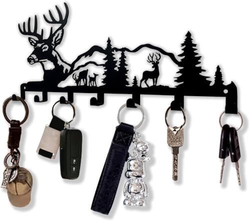 Image of Ventuos Metal Wall Mounted Key Holder with 6 Hooks, Modern 1 Design, Key Organizer for Home Office Bedroom Entryway