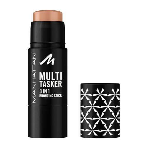 Manhattan Multi-Tasker 3-In-1 Bronzing Stick, cremiger Bronzer mit lichtreflektierenden Pigmenten, warm-schimmerndes Finish, vegane Formel, 4,5 g, Fb. 001, Light