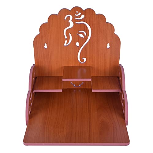 Image of Wooden Wall Mounted Hanging Puja Temple Wood God Stand for Pooja Room | Mandir Devghar Stand Temple Home Temple Home Wall Temple Waterproof (TEMPLE-003-401)