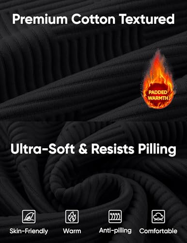 JMIERR Mens Hoodies Casual Cotton Textured Long Sleeve Half Button Pullover Hooded Sweatshirts4