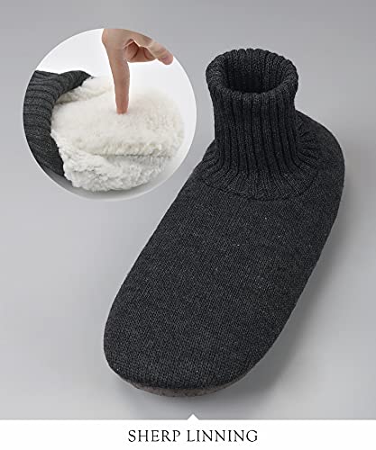Dicuird Slipper Socks For Mens,Fuzzy Sherpa Lined Socks With Soft Soles,Cozy Warm House Indoor Booties With Non Slip Bottoms, Mens Winter Christmas Gifts(Dark Grey,10-13) #TOP2