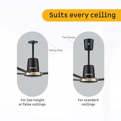Image of atomberg Ikano Stylique 1200mm BLDC Ceiling Fan | | Remote Operated | Ideal for living room | BEE 5 star | Advance Air+ Technology | Low noise operation | 3 Years Warranty (Gloss Black)