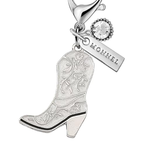 MC551 Little Cowboy Boot Lobster Clasp Charm for Women with Velvet Bag (White,1 Piece)2