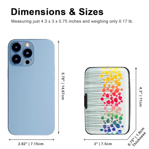 Image of Credit Card Holder, Metal Card Wallet RFID Blocking Mini Slim Aluminum Business Hard Card Case for Women Men (Colorful Flowers)