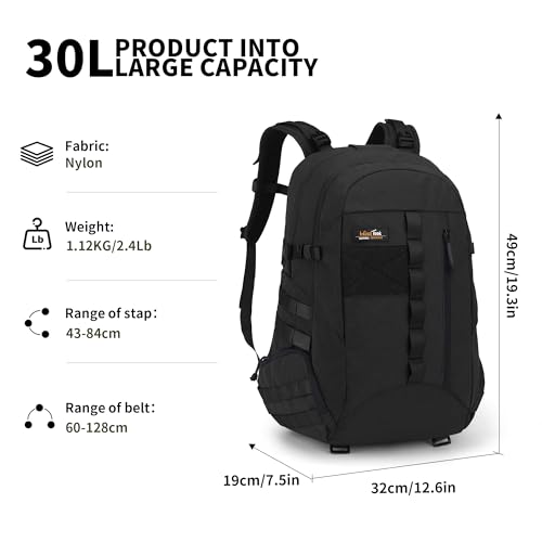 WindTook 40L Military Tactical Backpack for Men and Women,Molle Hiking daypacks Assault Pack 3 Day Bug Out Bag for Camping Travel Army Hunting Gym Rucksack Survival (Black) - Image 6