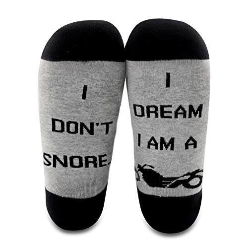 MYSOMY 2 Pairs I Don't Snore I Dream I'm a Motorcycle Socks Biker Socks Funny Motorcycle Gifts (motorcycle socks)