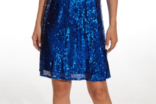 Image of Women's Crewneck Sequin Shift Dress Short Sleeve Casual Holiday Sparkly Party Dress