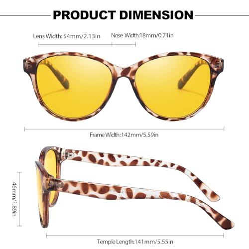 IGnaef Night Vision Glasses Reduce Glare for Driving, Polarized Yellow Nighttime Glasses for Women Men IF80913