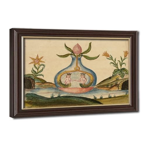 Impression sur toile sirène Clavis Artis cadre à suspendre illustration alchimique salon bureau