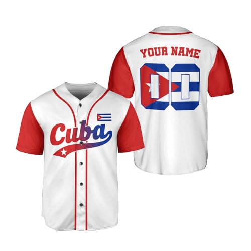 MAPrints Personalized Name Cuba Baseball Jersey Shirt, Republic of Cuba Flag Pride Jersey, Cuban Jersey Camisa for Men &Women (Cuba 8)