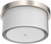 Vista 4 de 3-Light Flush Mount Ceiling Light Fixture, Modern Close to Ceiling Light with Double Fabric Drum Shade, Hallway Light Fixtures Ceiling Mount for