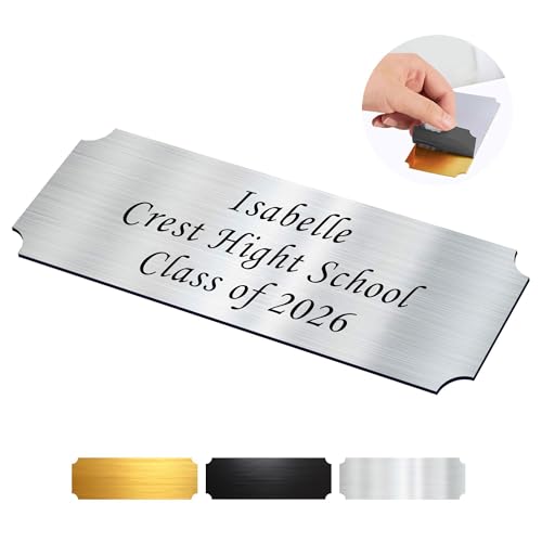 Image of Engraved Name Plates 1 inch x 3 inch Graduation Gifts Class of 2026 Custom Plaque Trophy Plates Engraved Name Plate Custom Engraved Plate Personalized Engraved Brass Plaque(Silver-1, 3x1 in)
