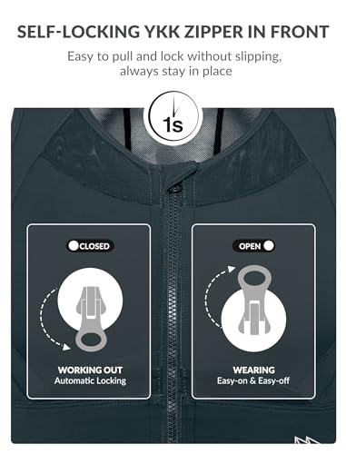 Yvette High Impact Sports Bras for Women Large Bust Zip Front Closure Sports Bra High Support for Running Workout4