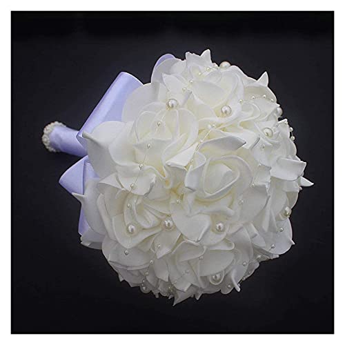 Ramo de boda romántico artesanal color marfil 18 cm miniatura 2