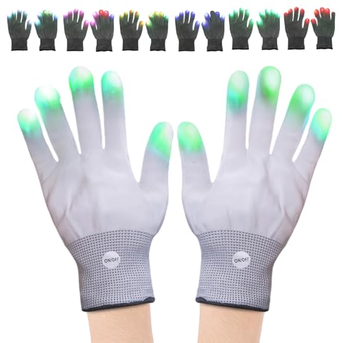 Guante Raves LED,guantes con puntas de los dedos iluminados con espectáculo de luces de 6 colores, guantes cálidos con luz colorida para adultos, para espectáculos de luces, raves, festivales, fiestas