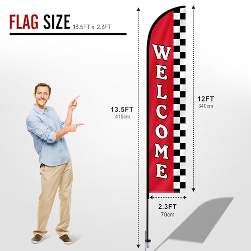 Image of MASTERCANOPY 12FT Tall Welcome Feather Flag Pole Kit Red