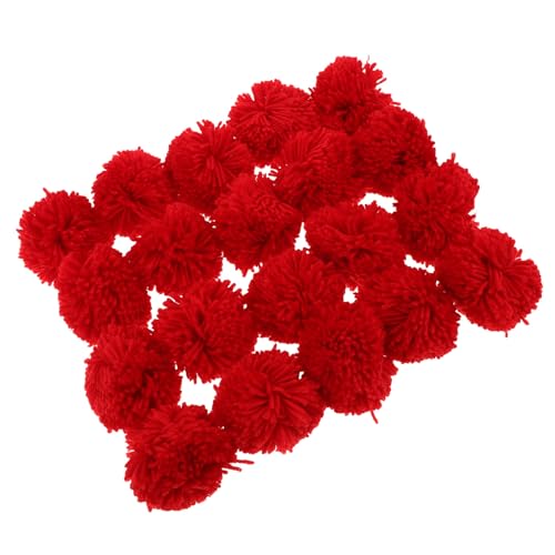 Hoement Pompones Rojos de Poliéster para Manualidades y Gorros 20 u