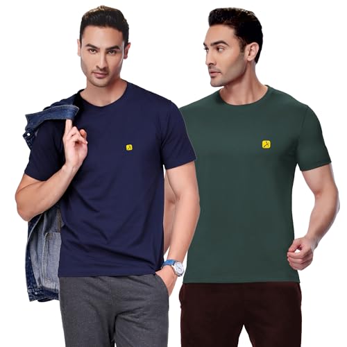 Image of AMUL COMFY Men's Cotton Plain Round Neck Half Sleeve Casual T-Shirts
