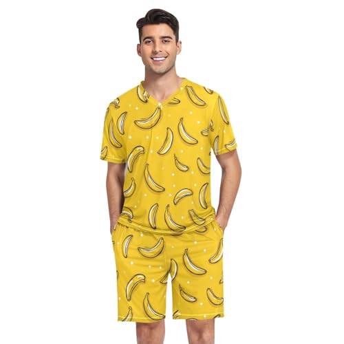 Sport Men’s Pajama Set Sleepwear PJs Lightweight Short Sleeve Shirts and Shorts Soft Comfy Sleep Sets Small Size