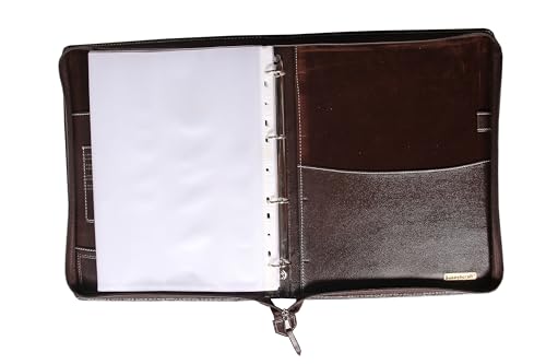 Image of Sukeshcraft PU Multiuse 25 File Sleeve for Documents, Certificates, FDRs | A4 Size Portfolio Document Holder for Office, Home, School & Sports Use (Grain Coffee Brown)