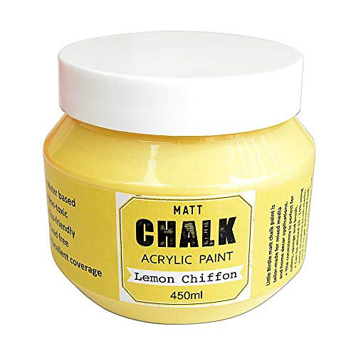 Image of Little Birdie Home Decor Chalk Paint Lemon Chiffon - 450ml |Chalk Paint for Wood Furniture, Wall, Home Decor, Glass, Terracotta Pots & Acrylic Chalk Paint | Multi Surface Paint