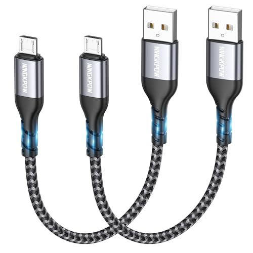 NINGKPOW Micro USB Kabel Kurz, [2St&uuml;ck 50CM] Nylon Micro USB Ladekabel High Speed Android Handy Ladekabel f&uuml;r Samsung Galaxy S7/ S6/ S4/ J7/ J5/ Note 5, Huawei P Smart, Nokia, Kindle, Wiko - Grau