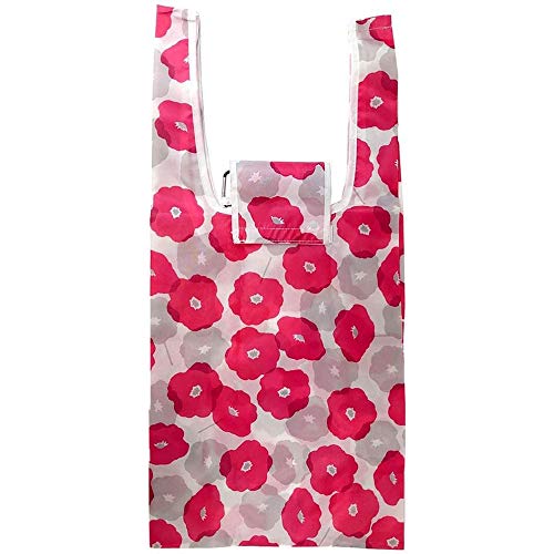 クーリア エコバッグ 32×14×65cm フラワー レッド 折りたたみ マチ付き