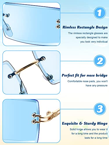 Weewooday 10 Pair Rimless Sunglasses Rectangle 90s Retro Trendy Y2k Sunglasses Frameless Square Glasses Eyewear for Men Women3