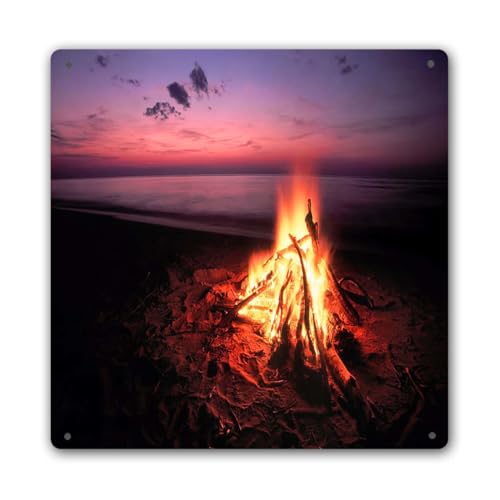 Retro Metal Tin Sign Wall Decor,Beach Campfire On Lake Superior,Home Decor Bathroom Kitchen Wall Decor Poster 12x12 Inch