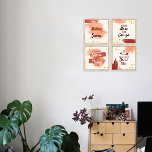 Image of ArtX Paper Motivational Quotes Wall Frame Art Painting, Framed Paintings For Home Office Decor 19 X 19 inches, 9.5 X 9.5 each, Multicolor Posters With Frame, Set of 4 (Hope)
