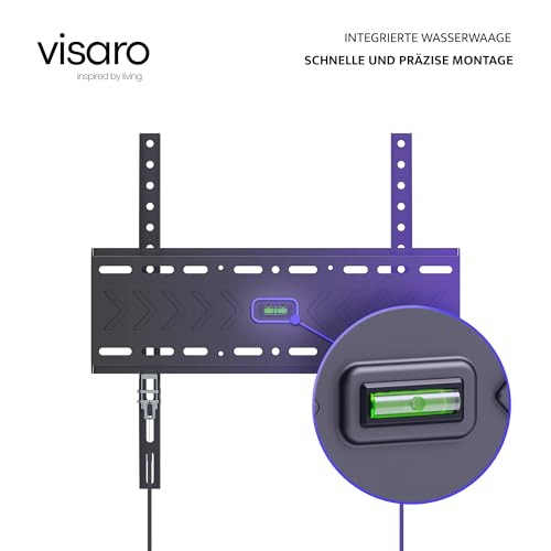 Visaro WMF75 TV Wandhalterung, Feste Halterung für 43-75 Zoll, Flach & Universal LED/LCD/OLED Fernseher, Max. VESA 400x400mm, bis zu 45kg – Bild 5