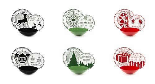 Excelsa Christmas Stamp Servizio Piatti 18 Pezzi, Porcellana e Stoneware, 6 Persone