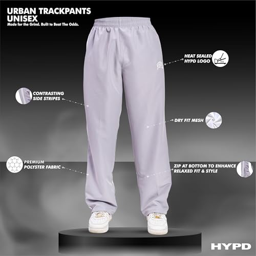 Image of HYPD Urban Track Pants for Men | Dry Fit Mesh Gym Wear | Zippered Bottom, Back Pocket | Relaxed Fit Joggers for Sports, Workout, Running & Casual Wear