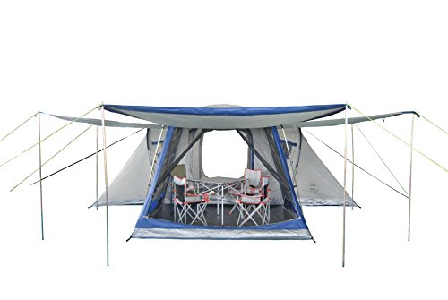 NEUMAYER-ASG - Familien-Zelt XXL - Modell Big Easy - 4 bis 8-Personen-Zelt - 5,50m x 4,6/2,6m - 19,5 qm Grundfläche - 2/3 getrennte Schlafkabinen + Aufenthaltsraum - 1,90m Stehhöhe