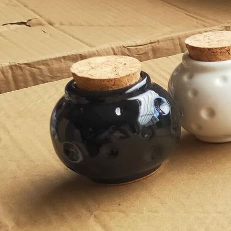 Copa de porcelana para manicura con tapa de madera suave miniatura 2