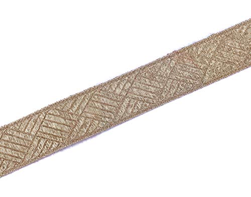 Gold Jacquard Woven Lace Trim, Indian Embellishment Border for Sewing, Crafting & Sarees, 3 Yards by Craftbot
